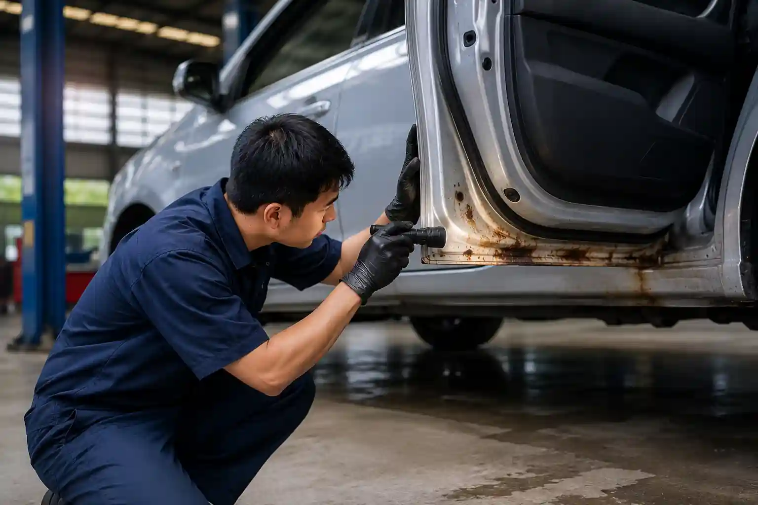 cara mengecek karat body mobil